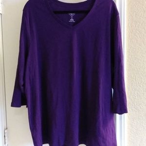 NWOT 3/4 Sleeve Purple Shirt, 3X